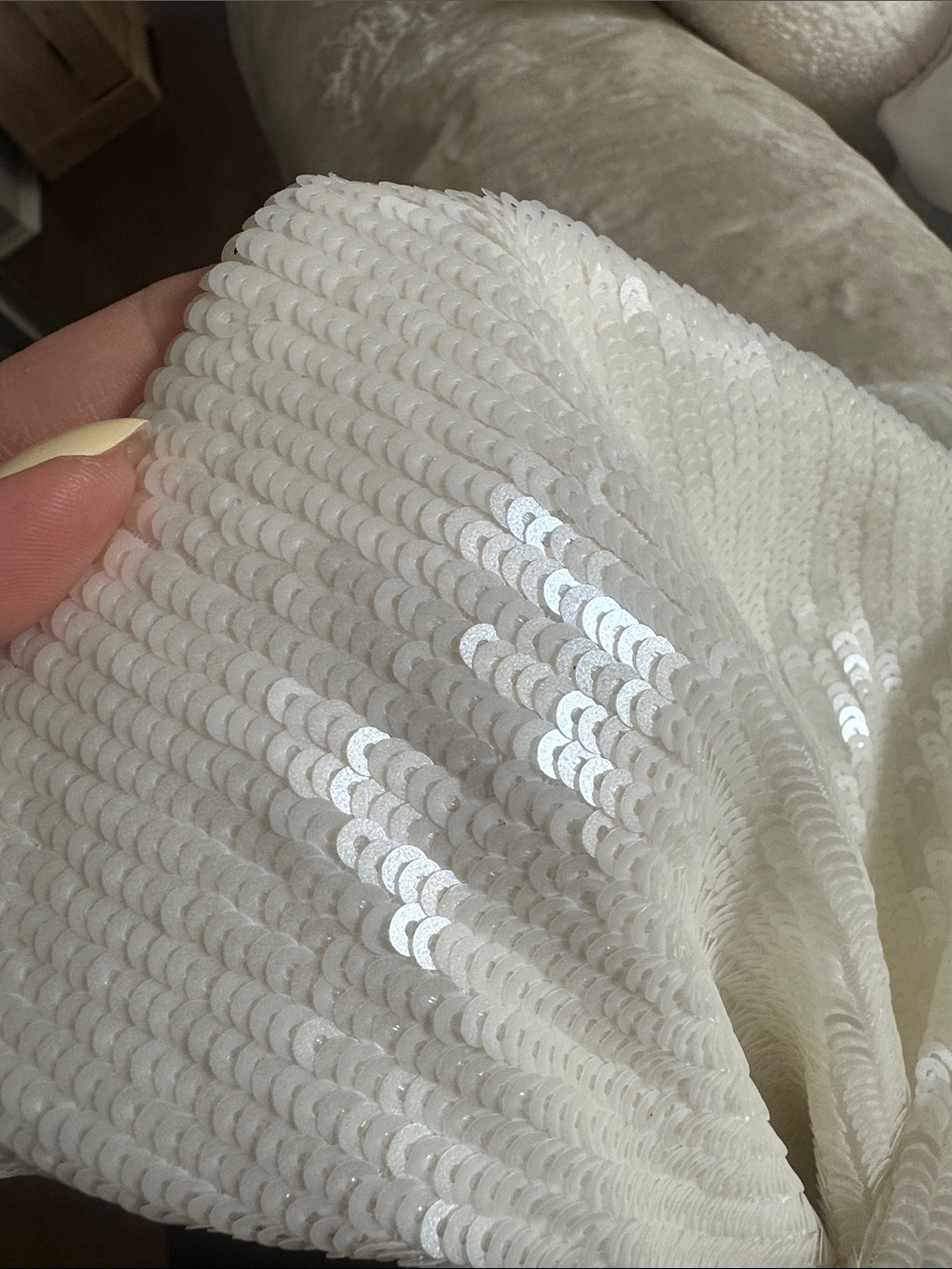 Self-Portrait Ivory Sequin Slip Dress with Crystal Straps - Picture 5 of 9